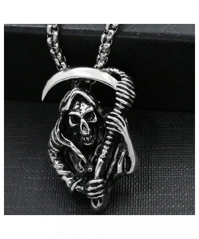 Men's Punk Necklace Pendant for Men Boys with 23.6'' Stainless Steel Box Chain The Death $5.19 Necklaces