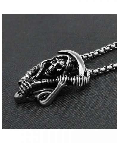 Men's Punk Necklace Pendant for Men Boys with 23.6'' Stainless Steel Box Chain The Death $5.19 Necklaces