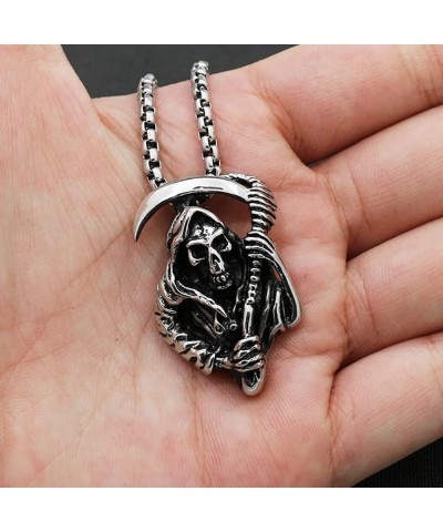 Men's Punk Necklace Pendant for Men Boys with 23.6'' Stainless Steel Box Chain The Death $5.19 Necklaces