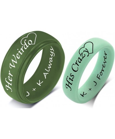 SHNIAN Silicone Rings for Couples 8MM+6MM Personalized Rubber Matching Silicone Rings Step Edge & Dome with Stackable Comfort...