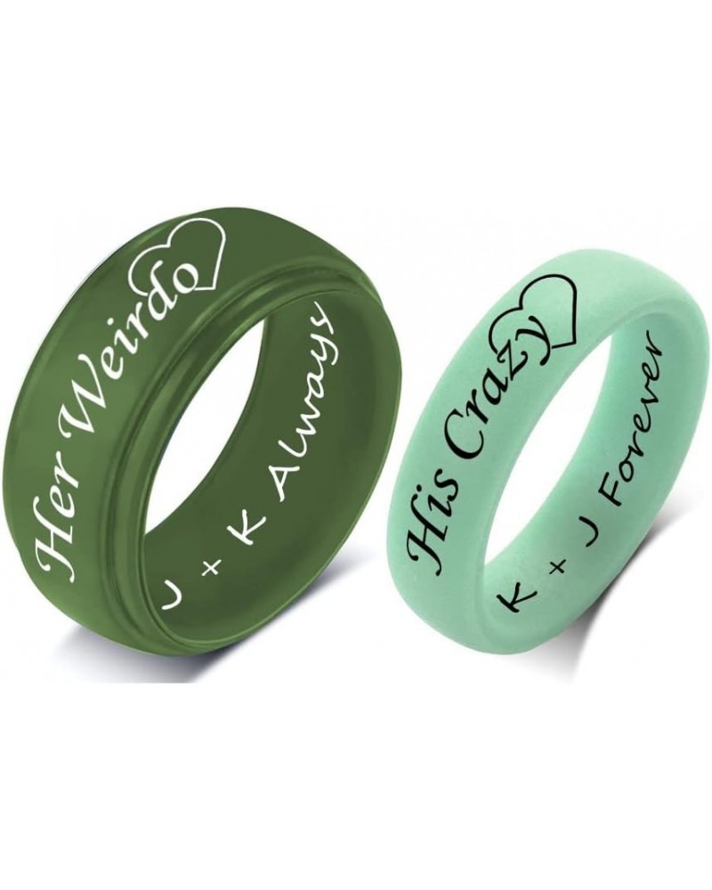 SHNIAN Silicone Rings for Couples 8MM+6MM Personalized Rubber Matching Silicone Rings Step Edge & Dome with Stackable Comfort...