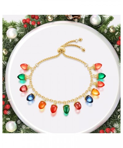 Christmas Bracelet for Women Colorful Christmas Light Bracelets Adjustable Slider Bracelet Acrylic Xmas Ornament Bulbs Charm ...