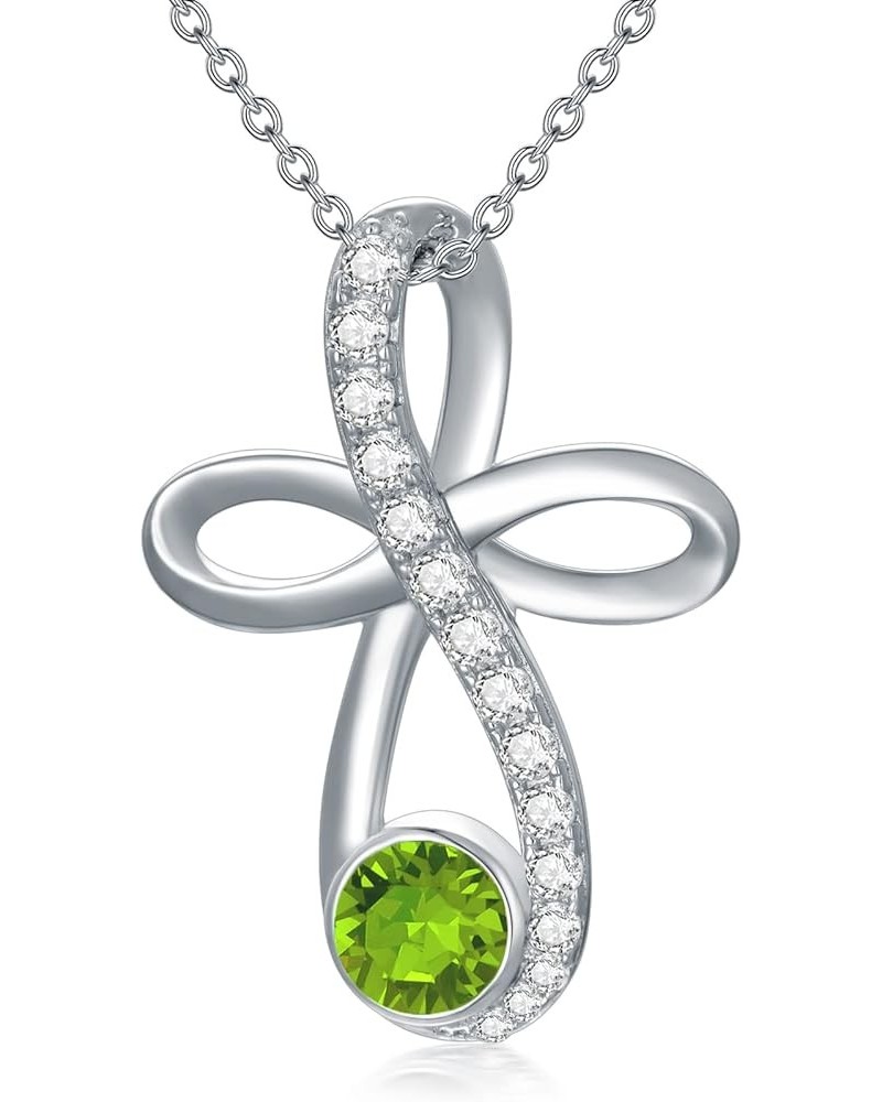 Infinity Cross Knot Necklace S925 Sterling Silver Birthstone Jewelry Pendant Necklaces Gifts for Women Mom Girls 08-Aug.-Peri...