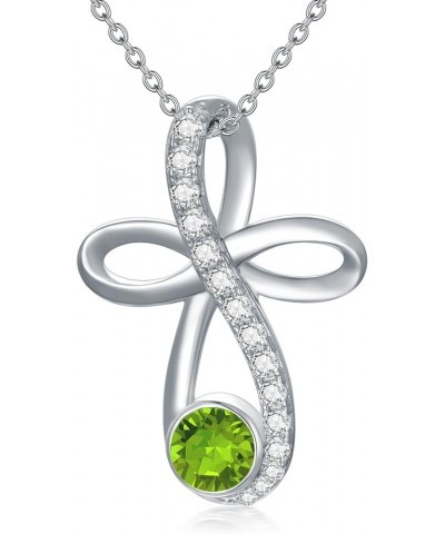 Infinity Cross Knot Necklace S925 Sterling Silver Birthstone Jewelry Pendant Necklaces Gifts for Women Mom Girls 08-Aug.-Peri...