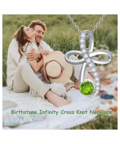 Infinity Cross Knot Necklace S925 Sterling Silver Birthstone Jewelry Pendant Necklaces Gifts for Women Mom Girls 08-Aug.-Peri...