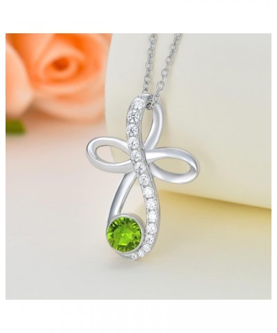 Infinity Cross Knot Necklace S925 Sterling Silver Birthstone Jewelry Pendant Necklaces Gifts for Women Mom Girls 08-Aug.-Peri...