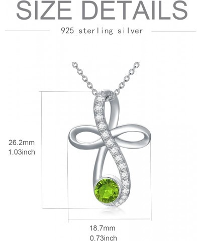 Infinity Cross Knot Necklace S925 Sterling Silver Birthstone Jewelry Pendant Necklaces Gifts for Women Mom Girls 08-Aug.-Peri...