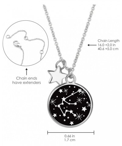 Zodiac Necklace for Women Silver Plated Black Round Disc Constellation Necklace Zodiac Star Charms Astrology Pendant Dainty Z...