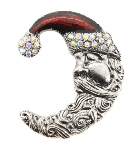 Christmas Santa Half Moon Face Crystal Brooch Pin $12.23 Brooches & Pins