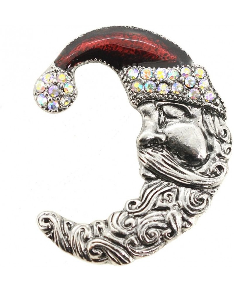 Christmas Santa Half Moon Face Crystal Brooch Pin $12.23 Brooches & Pins