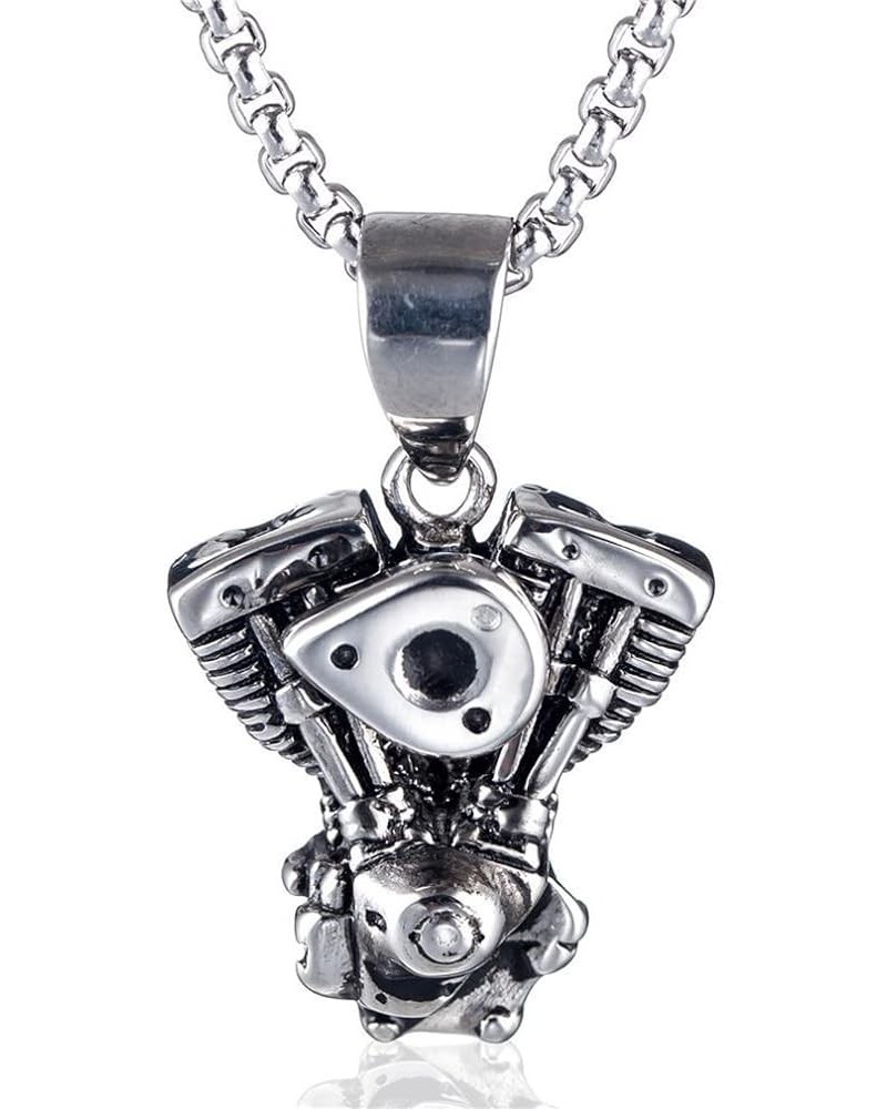 Men's Pendant Necklace for Men Boys with 23.6'' Stainless Steel Chain 059-Engine $7.55 Necklaces