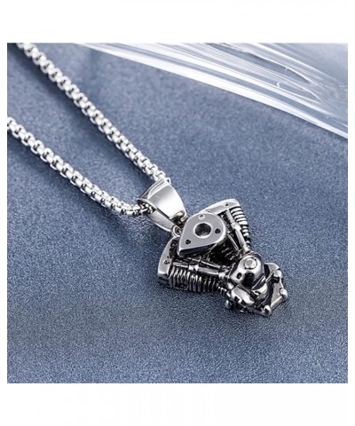 Men's Pendant Necklace for Men Boys with 23.6'' Stainless Steel Chain 059-Engine $7.55 Necklaces