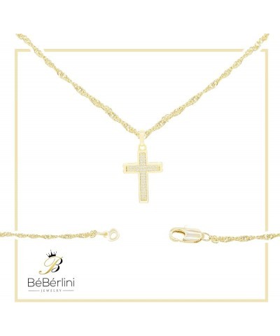 BEBERLINI Cross Charm Pendant 14K Gold Filled Rope Box Curb Chain Necklace Set Lobster Clasp Fashion Cubic Zirconia Jewelry G...