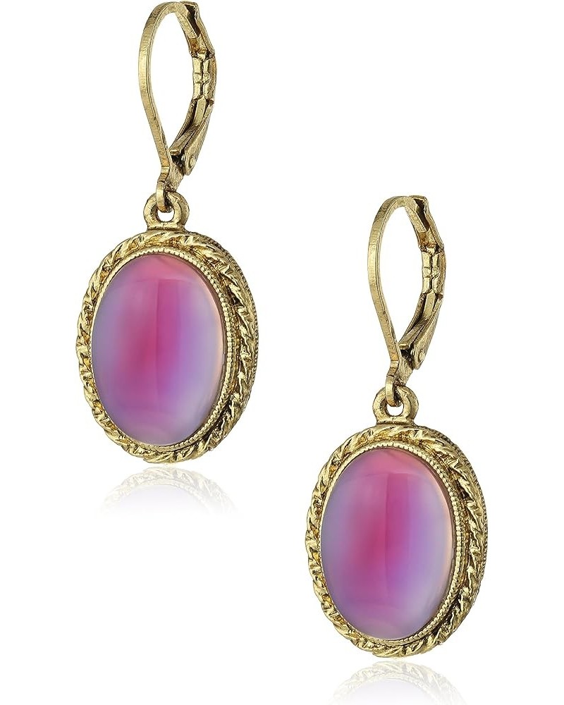 1928 Jewelry Gold-Tone Oval Drop Earrings Pink $17.67 Earrings