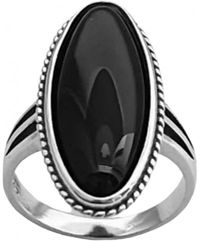 Solid 925 Sterling Silver Statement Band Ring For Women/Girls, Genuine Black Onyx Long Oval Gemstone Unique Handcrafted Mothe...