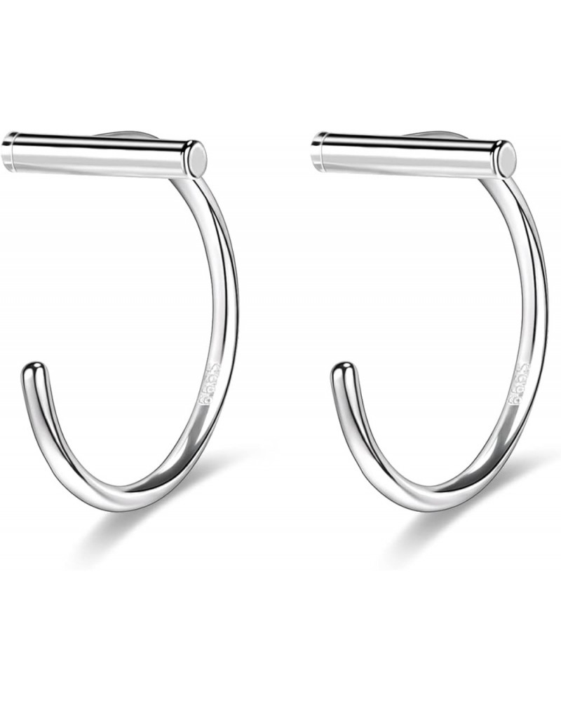 Half Hoop Earrings 925 Sterling Silver Tiny Huggie Hoop Small Comfy Half Hoop C Hoop Earrings for Women Girls Bar $12.47 Earr...