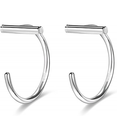 Half Hoop Earrings 925 Sterling Silver Tiny Huggie Hoop Small Comfy Half Hoop C Hoop Earrings for Women Girls Bar $12.47 Earr...