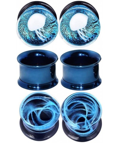 6pcs Glass Jellyfish Ear Plugs Stretching Piercing Tunnels for Ear Gauges 0g-5/8 inch C 00g(10mm) $14.39 Body Jewelry