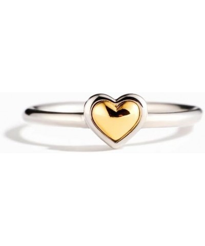 Silver Heart Ring Promise Rings for Her, Sterling Silver Rings, Stackable Rings for Women，Silver Adjustable Ring Cute Rings i...