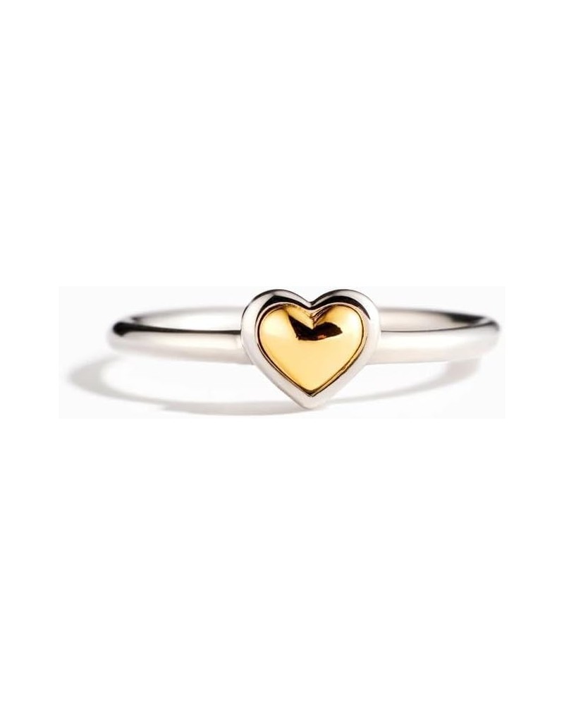 Silver Heart Ring Promise Rings for Her, Sterling Silver Rings, Stackable Rings for Women，Silver Adjustable Ring Cute Rings i...