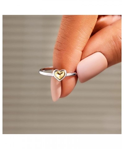 Silver Heart Ring Promise Rings for Her, Sterling Silver Rings, Stackable Rings for Women，Silver Adjustable Ring Cute Rings i...