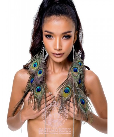 Fashmorous Peacock Earrings for Women Stunning Peacock Feather Earrings for Women Handmade Earrings for Women Dangling $25.23...