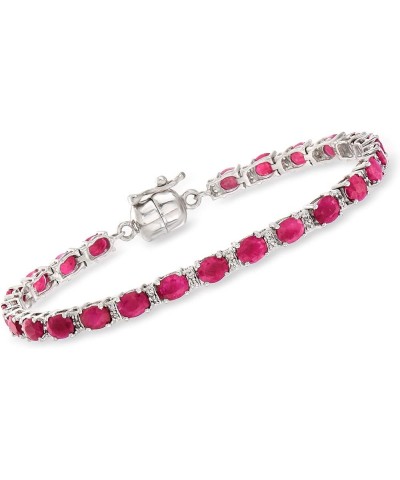 7.00 ct. t.w. Ruby and .20 ct. t.w. White Topaz Tennis Bracelet in Sterling Silver With Magnetic Clasp 8.0 Inches $159.60 Bra...