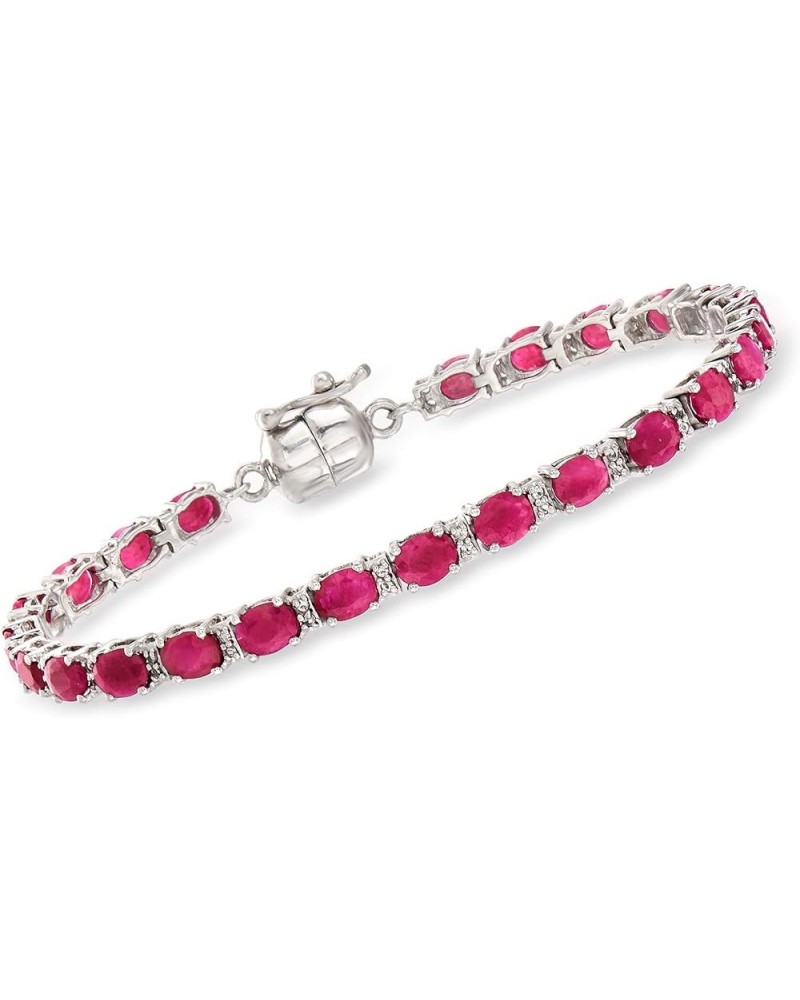 7.00 ct. t.w. Ruby and .20 ct. t.w. White Topaz Tennis Bracelet in Sterling Silver With Magnetic Clasp 8.0 Inches $159.60 Bra...