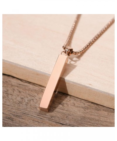 Personalized Bar Necklace Vertical - Customized Necklace Stainless 3D Pendant Custom Name Engravable Necklace Gift for Women ...