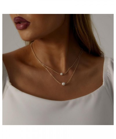 Dainty Pearl Pendant Necklaces for Women 14k Gold Plated Barque Pearl Chain Necklace Delicate Handmade Cultured Pearl Necklac...