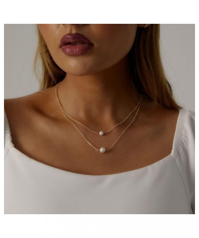 Dainty Pearl Pendant Necklaces for Women 14k Gold Plated Barque Pearl Chain Necklace Delicate Handmade Cultured Pearl Necklac...