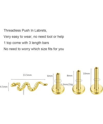 G23 Titanium Labret Studs Threadless Push-in Labret CZ Press Fit 16G 6mm 8mm 10mm Lip Cluster Tragus Helix Medusa Cartilage M...