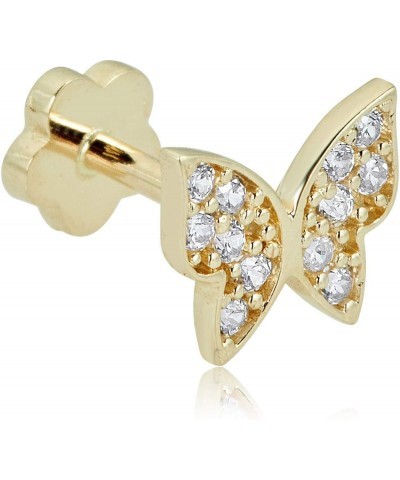 14K Gold Simulated Diamond CZ Butterfly Cartilage Piercing Flat Back Earring Body Jewelry (18 Gauge) Yellow Gold $36.00 Body ...