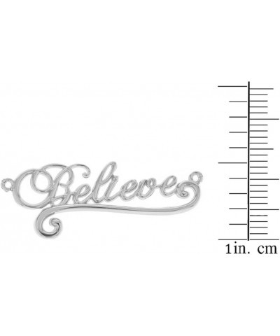 Polished 925 Sterling Silver Believe Script Pendant Necklace 16.0 Inches $16.79 Necklaces