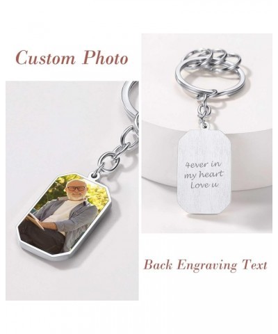 Custom Keychains with Picture 2-Sides Photo Personalized Heart/Square/Oval Acrylic Crystal, Stainless Steel Keyring 3. Octang...