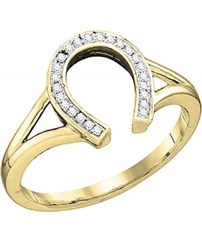 0.08 Carat (ctw) Round White Diamond Horse Shoe Right Hand Ring for Women in 10K Gold 10 Yellow Gold $133.97 Others