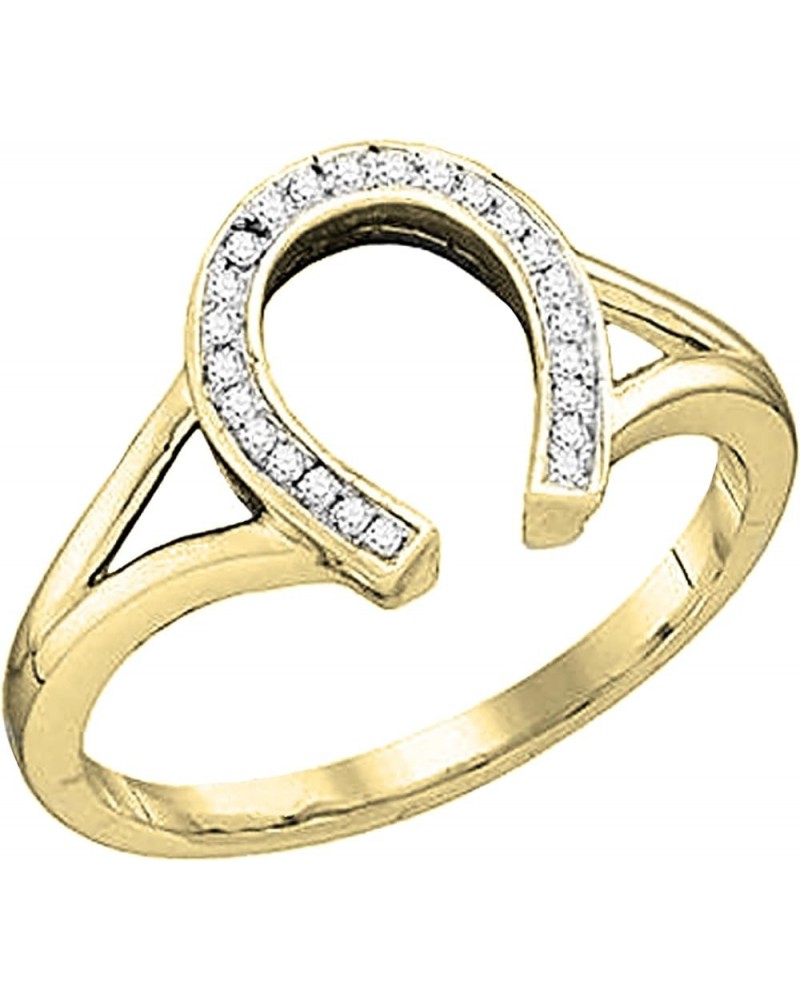 0.08 Carat (ctw) Round White Diamond Horse Shoe Right Hand Ring for Women in 10K Gold 10 Yellow Gold $133.97 Others