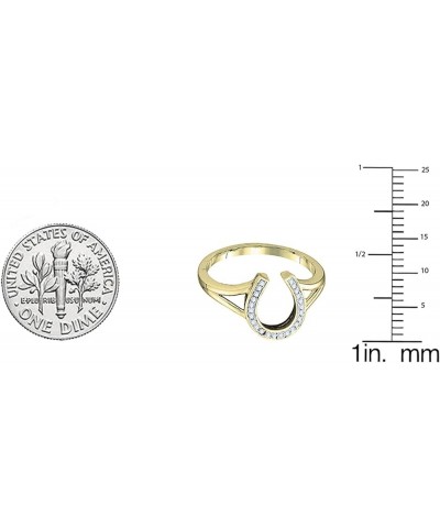 0.08 Carat (ctw) Round White Diamond Horse Shoe Right Hand Ring for Women in 10K Gold 10 Yellow Gold $133.97 Others