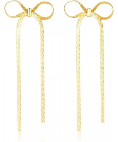 925 Sterling Silver Post Gold Silver Bow Earrings Women Ribbon Stud Earrings Gift Tassel Gold $10.99 Earrings