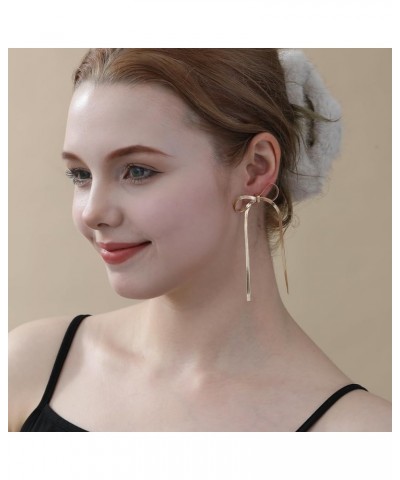 925 Sterling Silver Post Gold Silver Bow Earrings Women Ribbon Stud Earrings Gift Tassel Gold $10.99 Earrings