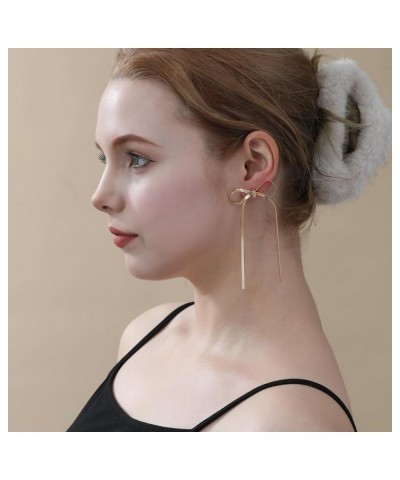 925 Sterling Silver Post Gold Silver Bow Earrings Women Ribbon Stud Earrings Gift Tassel Gold $10.99 Earrings