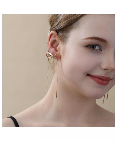 925 Sterling Silver Post Gold Silver Bow Earrings Women Ribbon Stud Earrings Gift Tassel Gold $10.99 Earrings