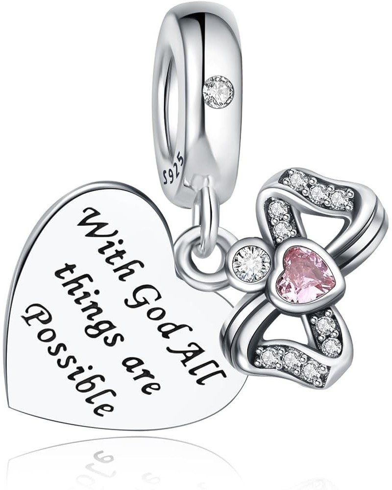 925 Sterling Silver Charms Fit Pandora Charms Bracelet God Has You In His Arms I Have You In My Heart Fit Wife Daughter Mothe...