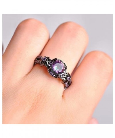 Fashion Fashion Accessories Black Purple Zircon Hollow out Design Ring Halloween Women's Ring Gift 11 $10.81 Rings