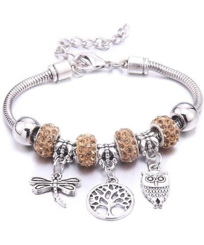 Crystal Charm Bracelets Beads Bracelet Women DIY BeadsBracelets Bangles Jewelry Gift (Metal Color : B3277-rosered) B3278-yell...