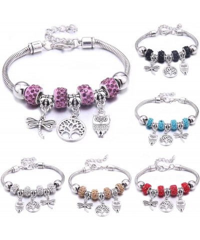 Crystal Charm Bracelets Beads Bracelet Women DIY BeadsBracelets Bangles Jewelry Gift (Metal Color : B3277-rosered) B3278-yell...