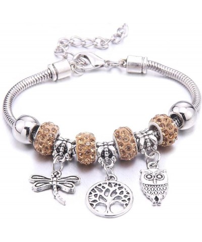 Crystal Charm Bracelets Beads Bracelet Women DIY BeadsBracelets Bangles Jewelry Gift (Metal Color : B3277-rosered) B3278-yell...