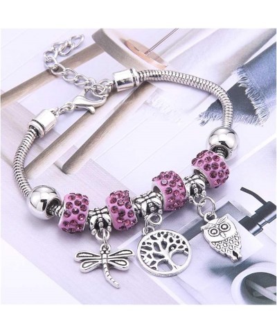 Crystal Charm Bracelets Beads Bracelet Women DIY BeadsBracelets Bangles Jewelry Gift (Metal Color : B3277-rosered) B3278-yell...