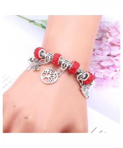 Crystal Charm Bracelets Beads Bracelet Women DIY BeadsBracelets Bangles Jewelry Gift (Metal Color : B3277-rosered) B3278-yell...