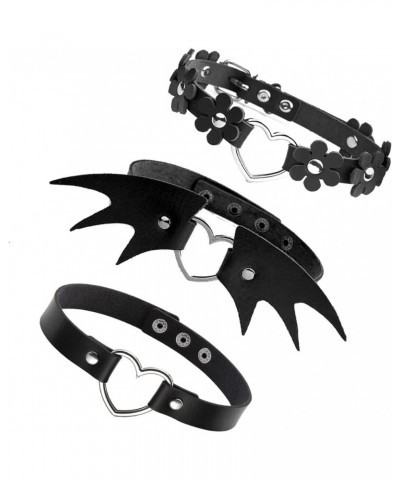 Punk Leather Choker Collar for Women and Men Gothic Rivets Necklaces Adjustable A : 3Pcs - Cute $7.50 Necklaces